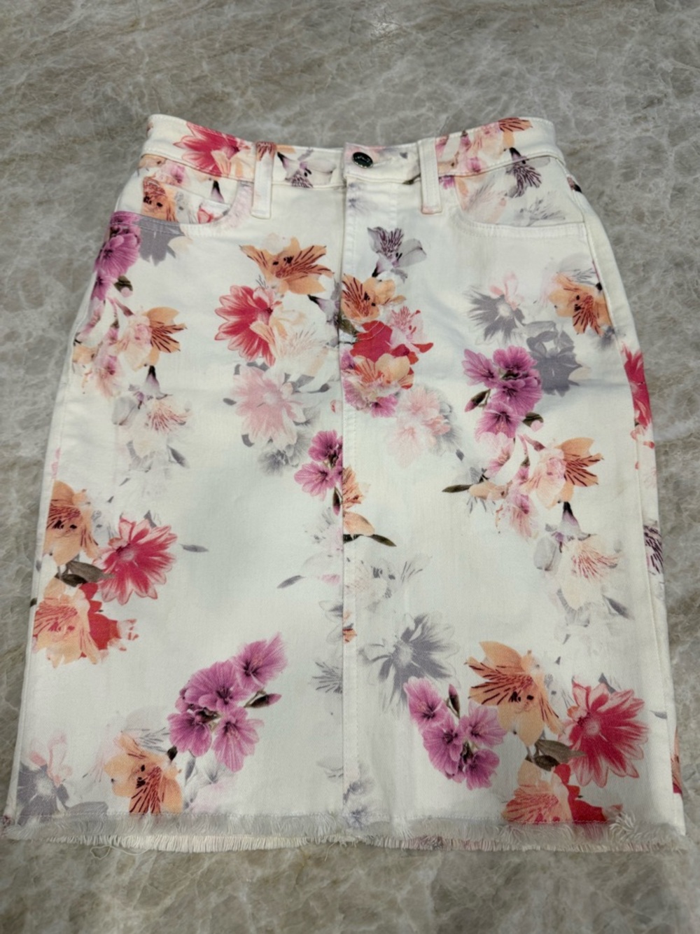 7 For All Mankind Floral Knee-Length Pencil Skirt